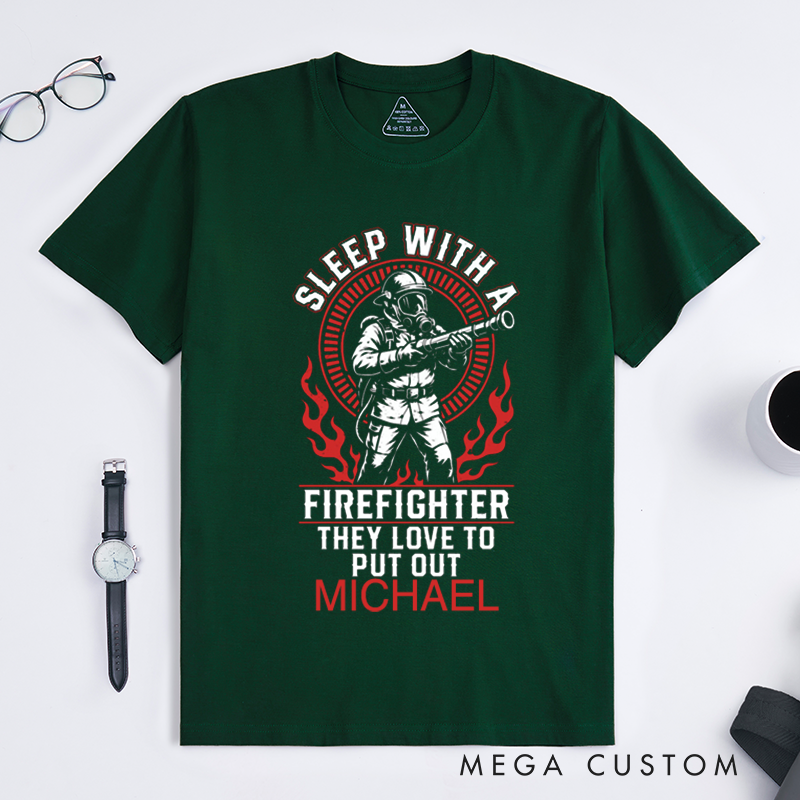 Personalized Firefighter T-Shirts Custom Funny Firefighter Design T-Shirt Firefighter Dad Gift