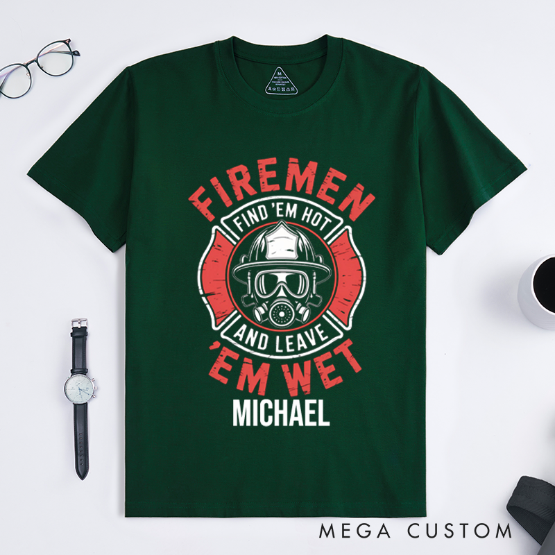 Personalized Firefighter T-Shirts Custom Firefighter Design T-Shirt Firefighter Dad Gift