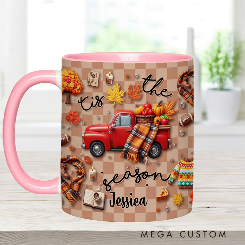 Personalized Tis the Season Custom Autumn Accent Mug