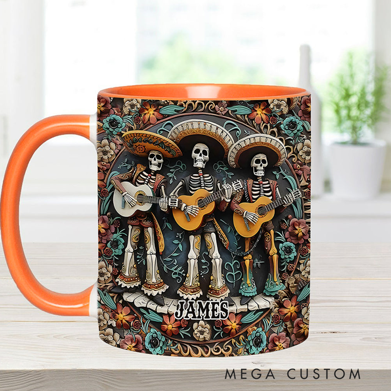 Personalized Name Skeleton Trio Mug Skull Accent Mug