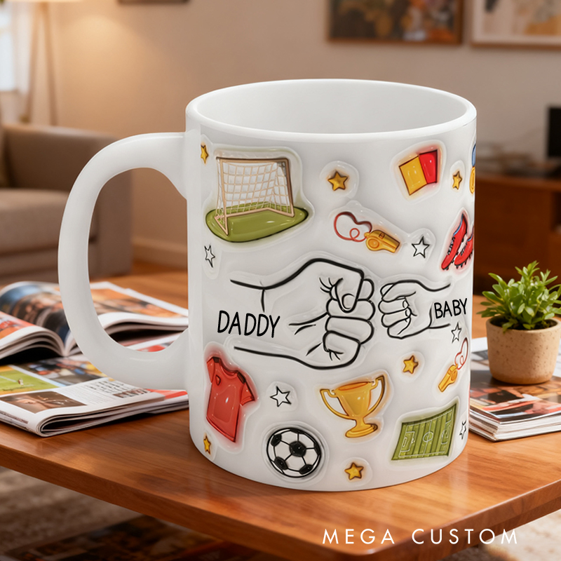 Personalized Soccer-Themed Family Mug with Custom Names and Fun Graphics for Family