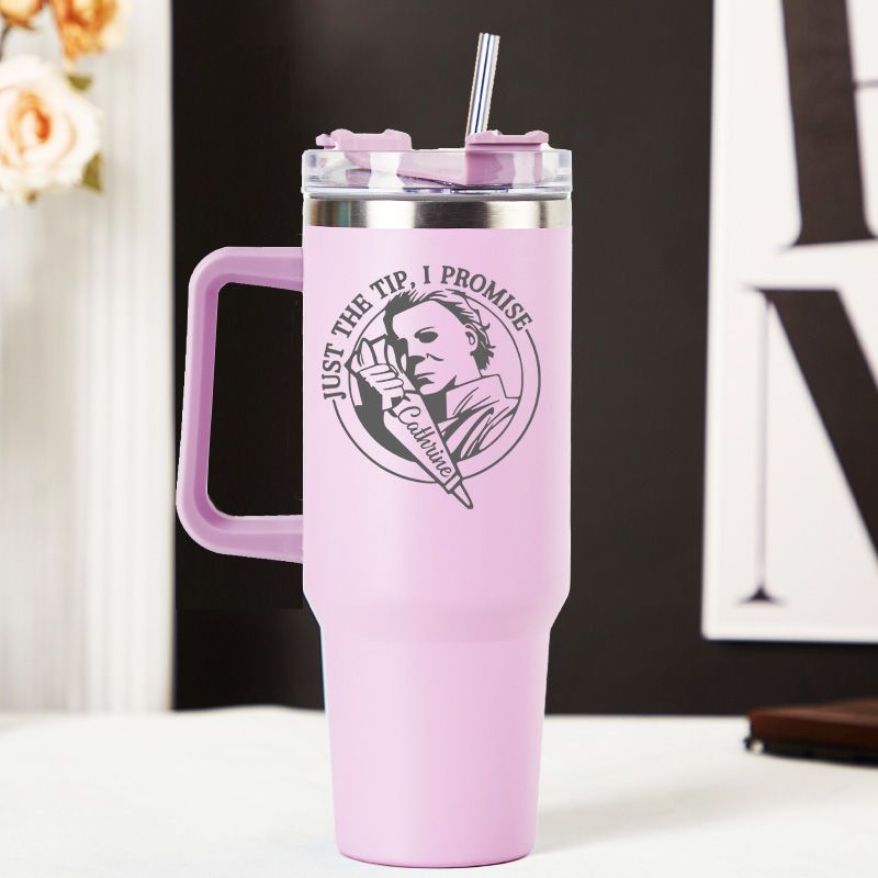 Personalized Just the Tip, I Promise Tumbler Baking Lover Tumbler with Name 40oz Stainless Steel Tumbler for Baker Her