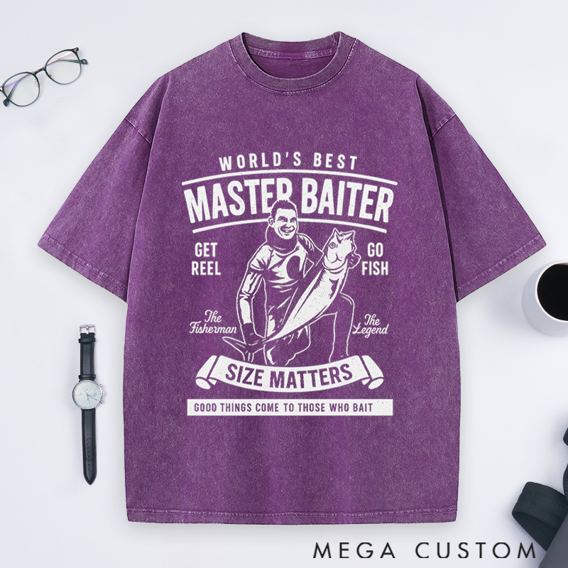 Personalized Funny Fishing T-Shirt World's Best Master Baiter T-Shirt Fishing T-Shirt Perfect Gift for Fishermen Comfortable Outdoor Fishing Apparel