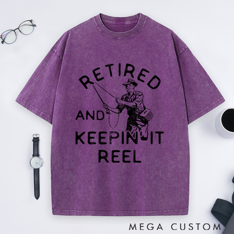 Personalized Retired and Keepin' It Reel T-Shirt Funny Fishing T-Shirt for Retirees Comfortable Outdoor Fishing Apparel Perfect Gift for Fishermen