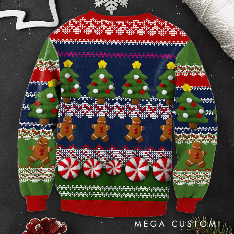 Personalized GInger Jailhouse Ugly Sweater with Text Family Ugly Christmas Sweater for Kids Dad Mom Adult with Name 