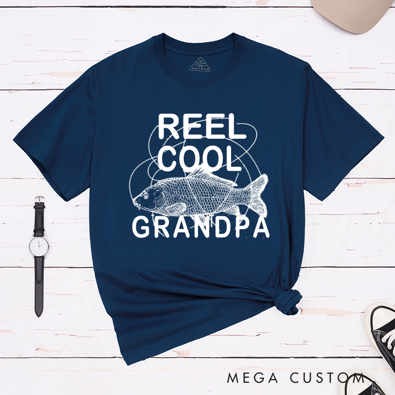 Personalized Reel Cool Fishing T-Shirt with Carp Fish Gift for Fishing Lovers Grandpa Dad Husband
