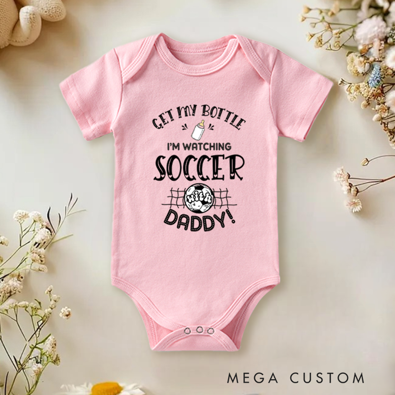 Personalized Soccer Baby Onesie with Playful Text Design and Soft Cotton Fabric, Editable Name or Title
