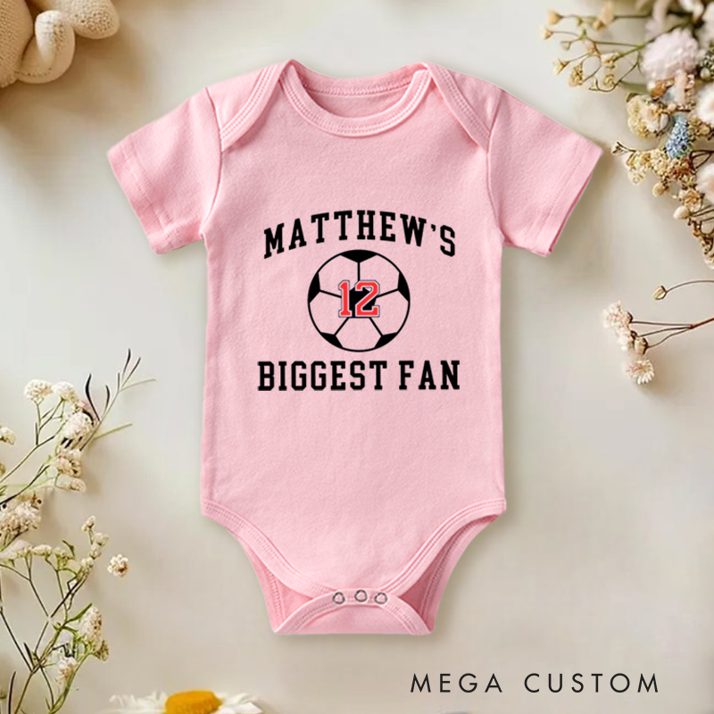 Personalized Soccer Baby Onesie with Fan Theme Design, Soft Cotton Fabric and Editable Name for Any Player or Loved One