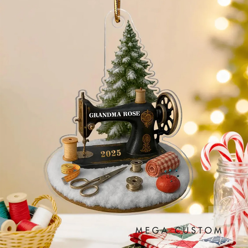Personalized Sewing Machine Ornament Acrylic Christmas Tree Decor forSewing Lovers