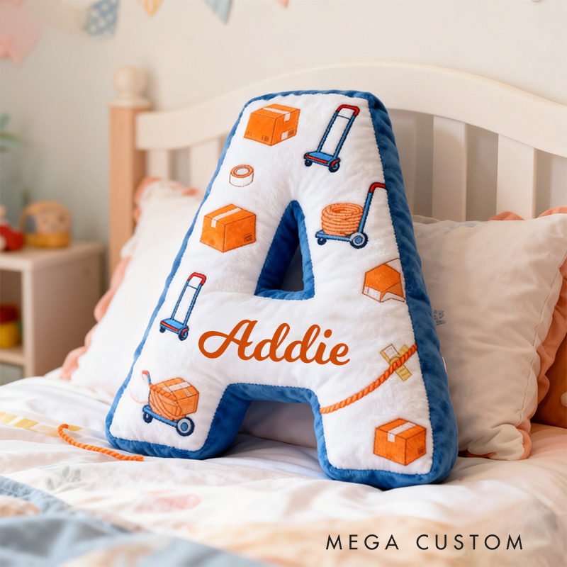 Personalized Letter Pillow Custom Name Design Soft Decorative Cushion for Kids Room Playful Moving Day Theme Unique Gift for Children Bedroom Decor