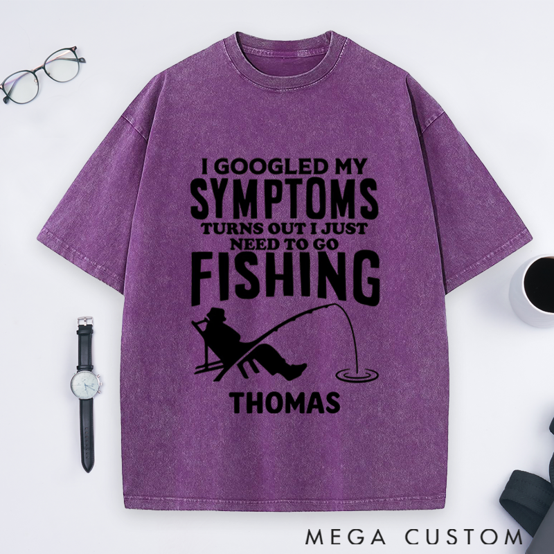 Personalized Fishing T-Shirt Funny Fishing Washed T-Shirt Custom Name Sweatshirt Humorous Design Perfect for Fishing Enthusiasts