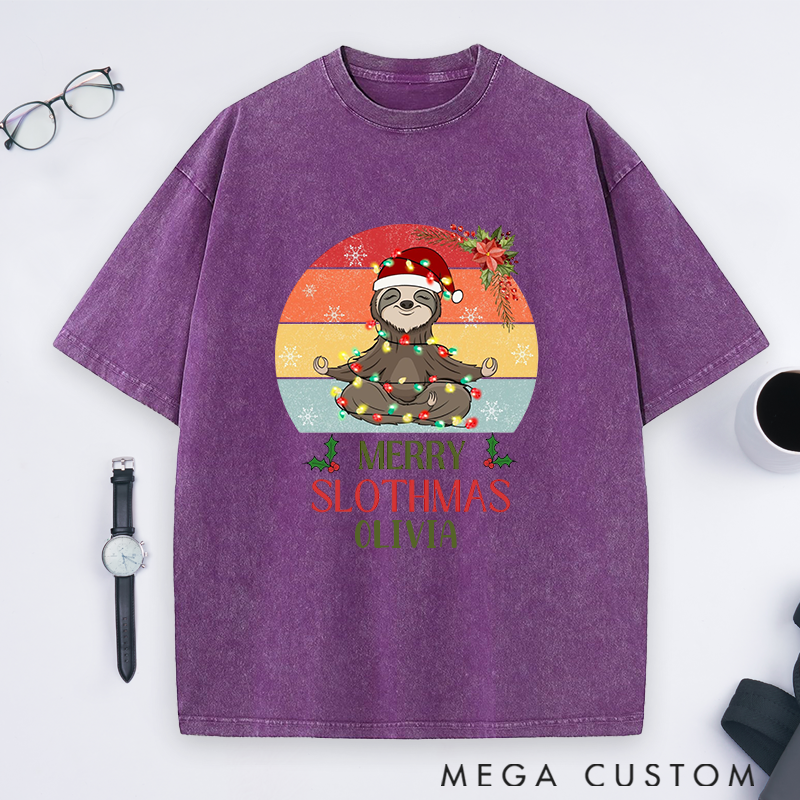  Personalized Yoga T-Shirt Funny Yoga Sweatshirt with Cute Slothmas Design Perfect Holiday Gift for Yoga Lovers