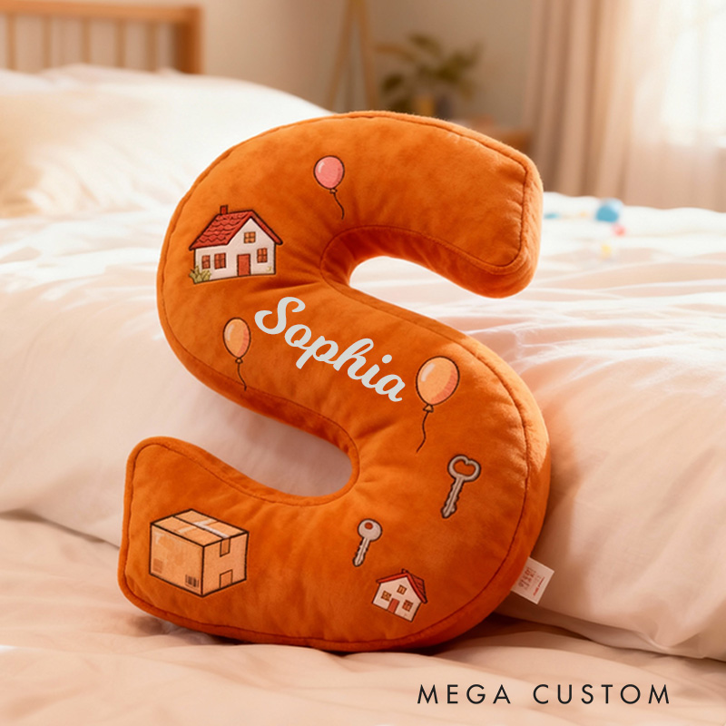 Personalized Letter Pillow Custom Name Design Soft Decorative Cushion with Home and Key Theme Perfect Gift for New Home Decor Graphic 3D Print 