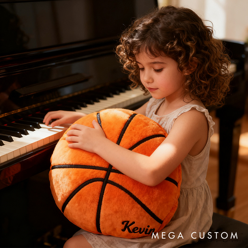 Personalized Plush Basketball Pillow with Custom Name for Sports Fans and Kids