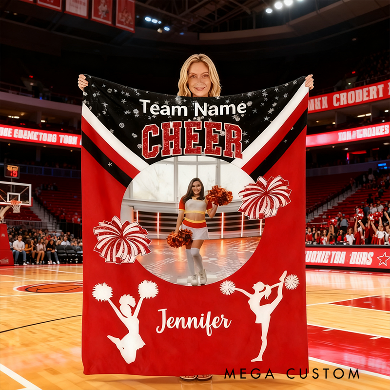 Personalized Cheerleading Blanket with Custom Name, Team, and Color Customization