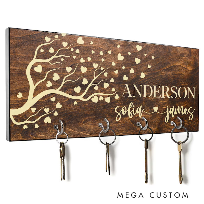 Personalized Key Holder for Wall Custom Key Hanger Housewarming Gift New Home Gifts First Home Gift Realtor Closing Gift Couple Gift