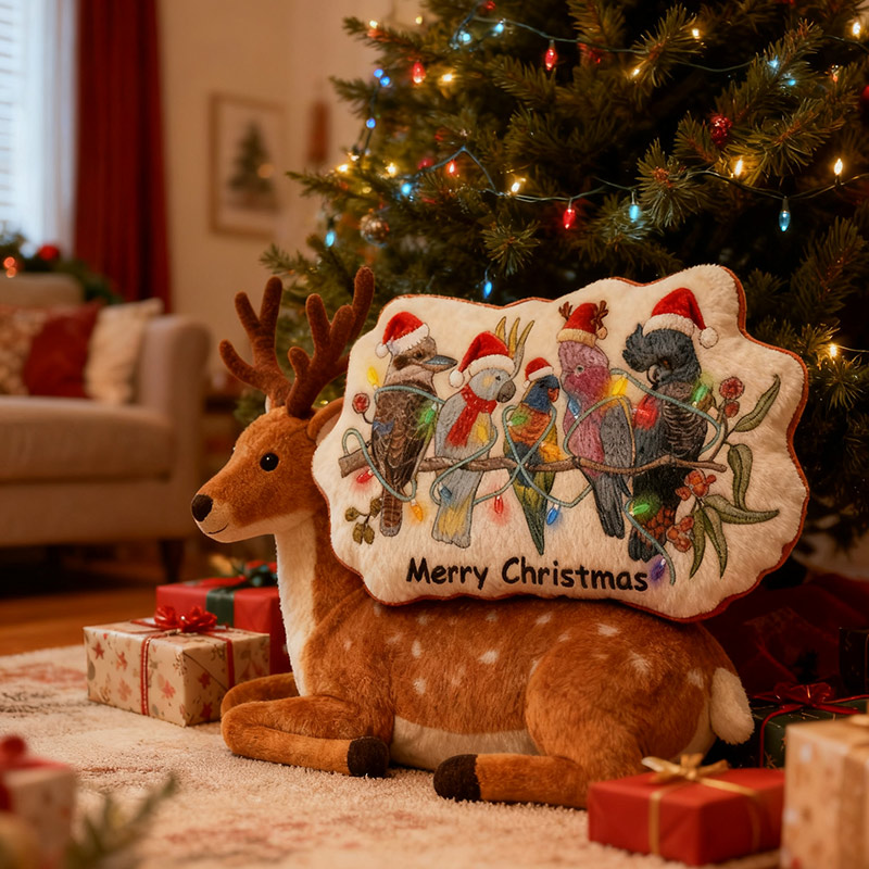 Personalized festive Australian Birds Christmas Pillow Graphic 3D Print Pillow for Women Kids Travel Lovers