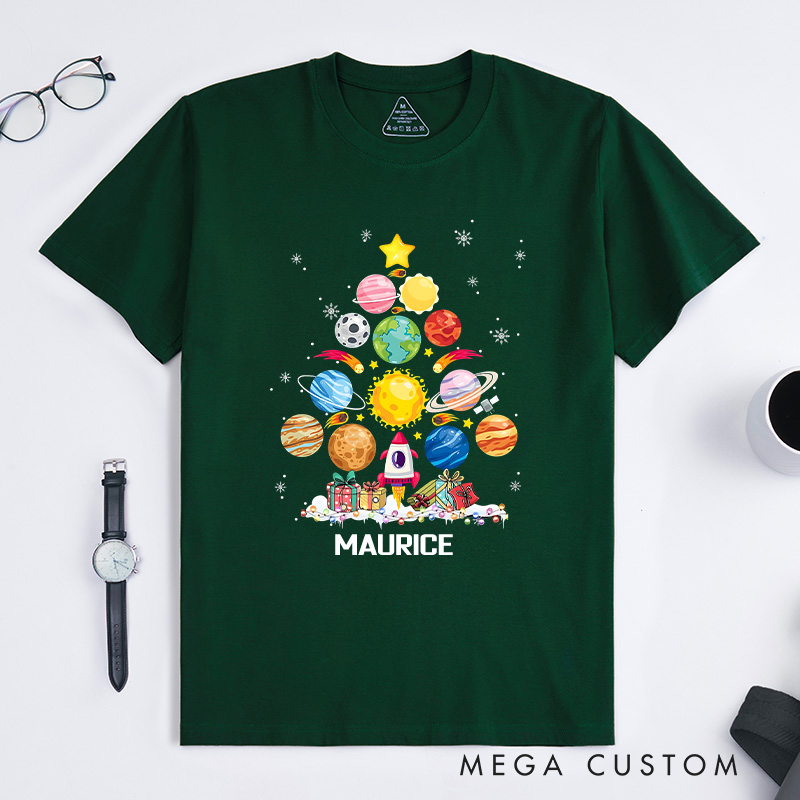 Personalized Solar System Christmas Tree Shirt Funny Planet Shirt Astronomy Universe Shirt Xmas Gifts Geek Lover