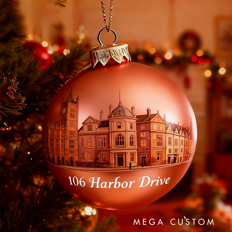 Personalized Christmas Ball Ornament Custom Address Holiday Decoration Classic Christmas Tree Bauble Keepsake for Home Decor Christmas Gifts