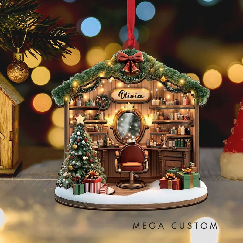 Personalized Beauty and Hairdressing 2D FLAT Christmas Ornament Hair Salon Christmas Decor for Her