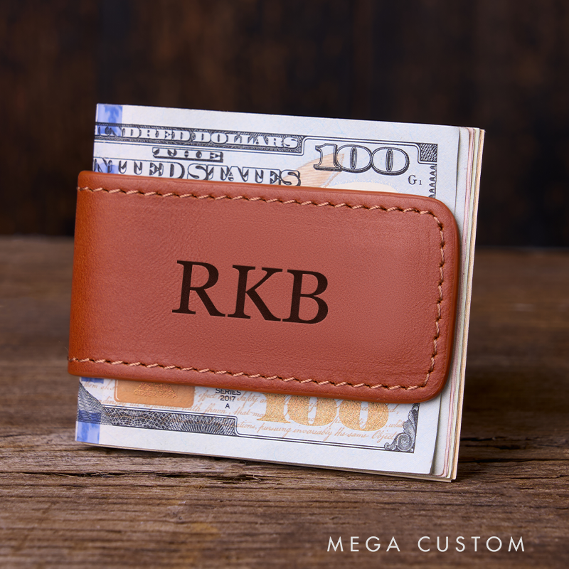 Personalized Leather Money Clip Wallet for Him Custom Money Clip with Name Engraved Money Clip for Men Groomsmen Money Clip Wedding Gift