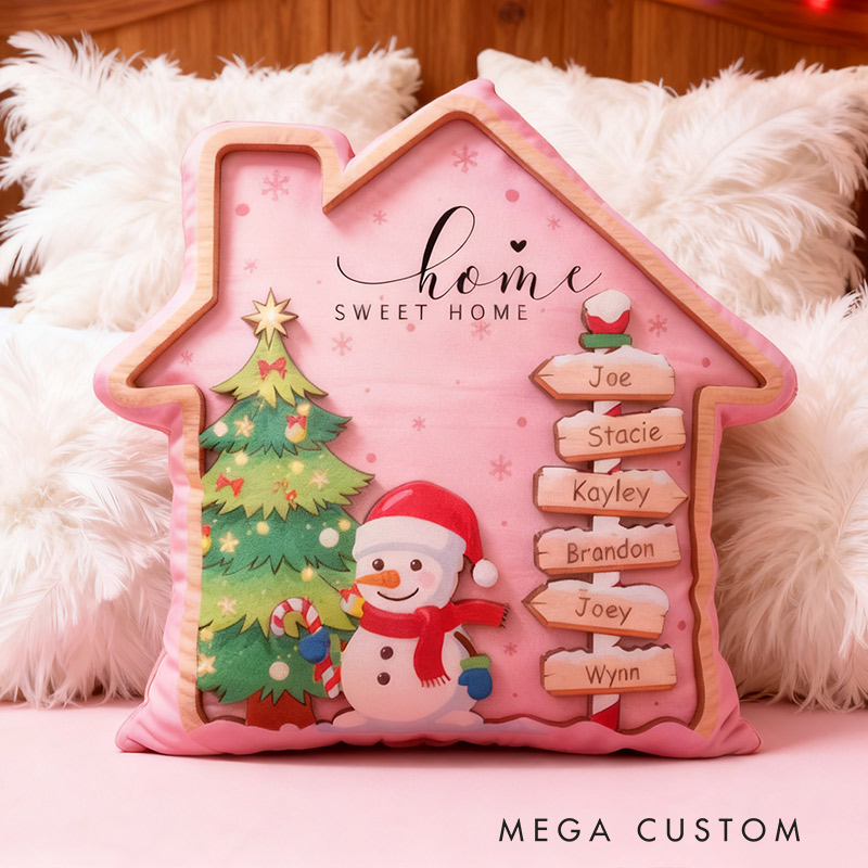 Personalized Family House 2025 Christmas Pillow Custom Family Name Christmas Holiday Throw Pillows Housewarming Gift