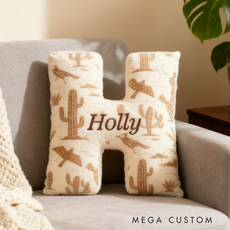 Personalized Desert Explorer Initial Pillow Graphic 3D Print Pillow for Travel Lovers