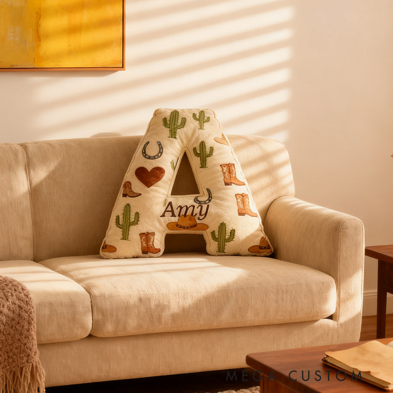 Personalized Western Wanderer Initial Pillow Graphic 3D Print Pillow for Travel Lovers