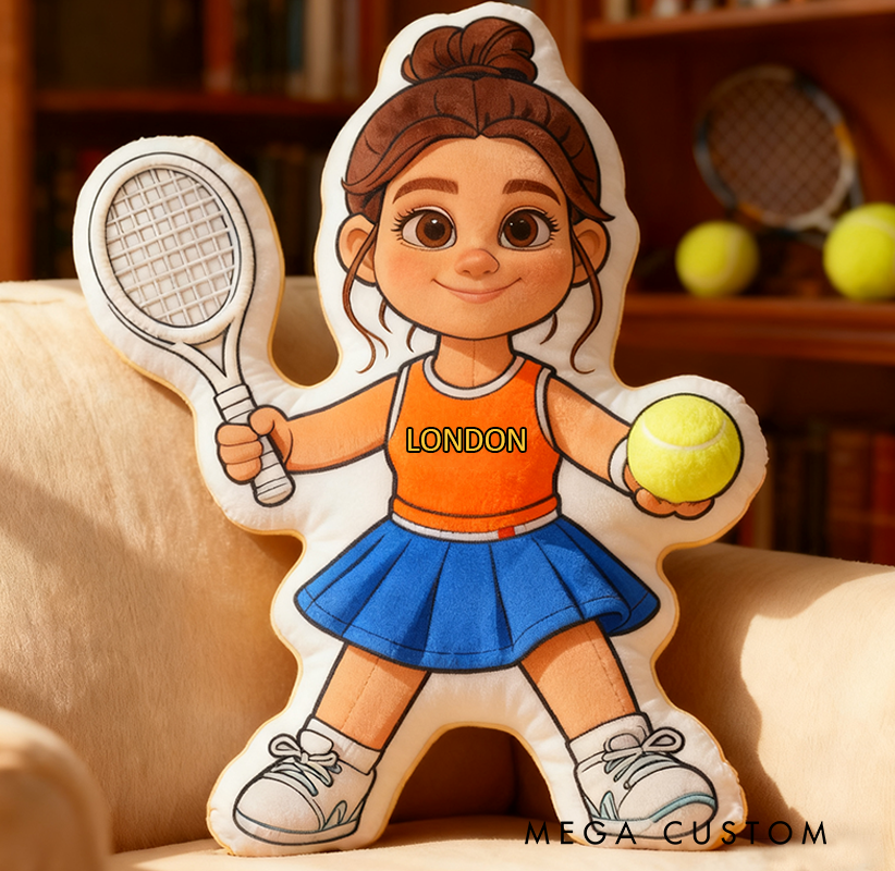 Personalized Graphic3DPrint Girl Tennis Pillow with Custom Name for Tennis Fans