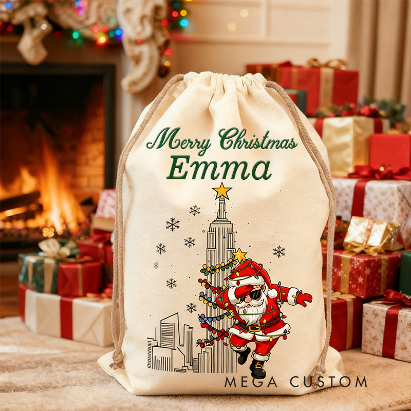 Personalized Empire State Santa Sack Christmas Sack for Travel Lovers