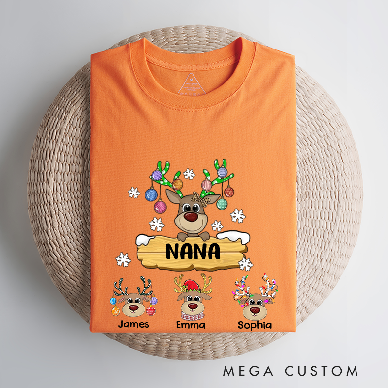 Personalized Grandma With Cute Little Reindeer Kids Christmas Classic T-shirt