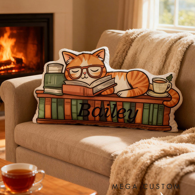 Personalized Catnap Reading Pillow Graphic 3D Print Gift for Reading Lovers