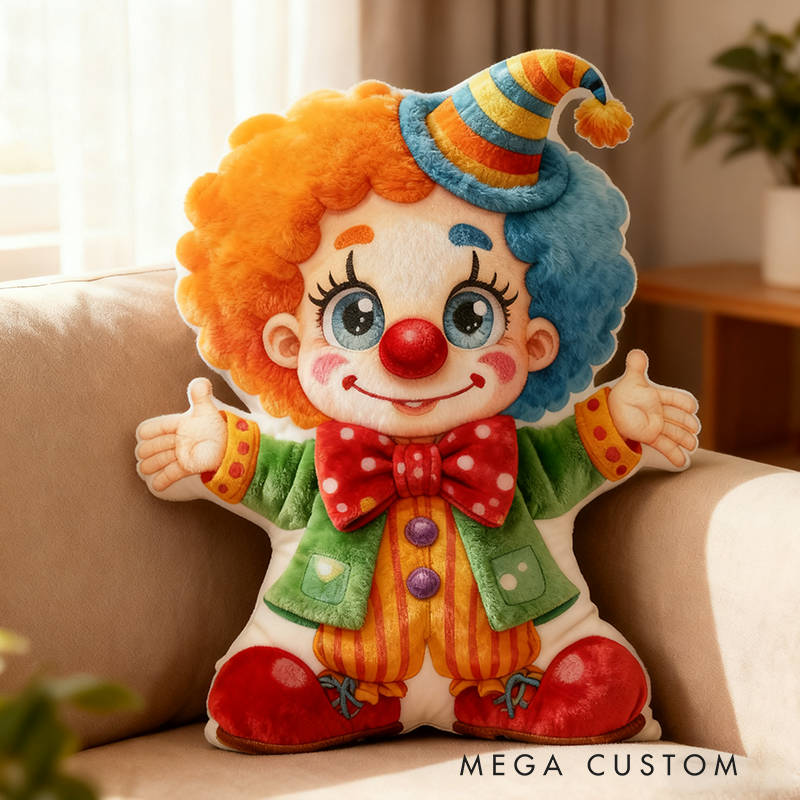 Personalized Colorful Cartoon Clown Christmas Gift Pillow Fun Circus Style with Vibrant Balloons Perfect for Kids' Room Decor