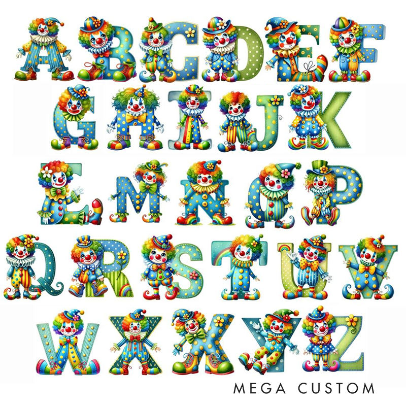 Personalized Clown Themed Custom Letter and Name Christmas gift Pillow Soft Decorative Graphic 3D Print Pillow for Kids