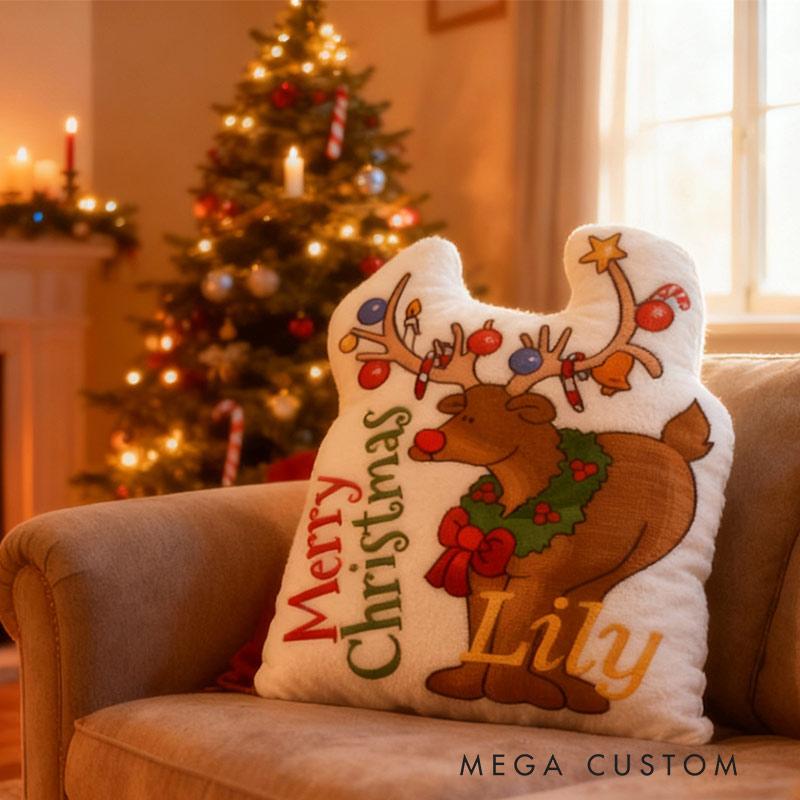 Personalized Reindeer Cheer Christmas Pillow Graphic 3D Print Pillow for Travel Lovers