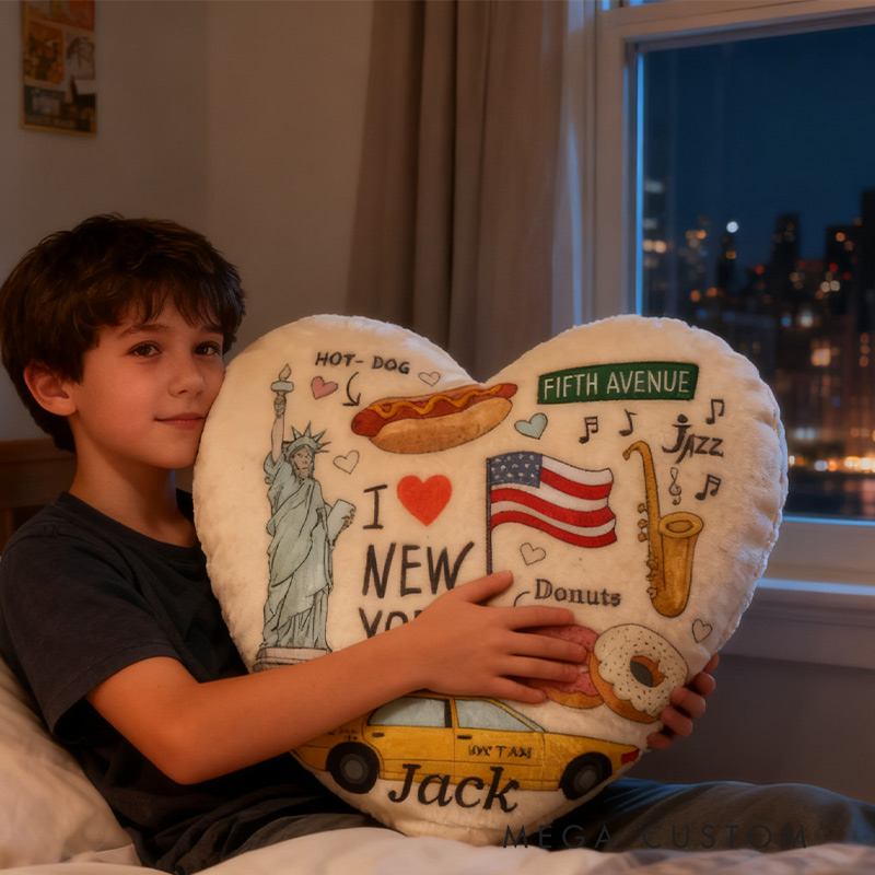 Personalized New York Heartbeat Pillow Graphic 3D Print Pillow for Travel Lovers