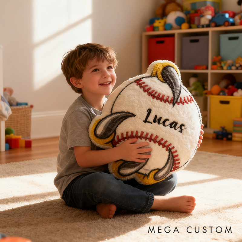 Personalized Baseball Pillow with Fierce Claw Design and Custom Name for Sports Lovers and Kids