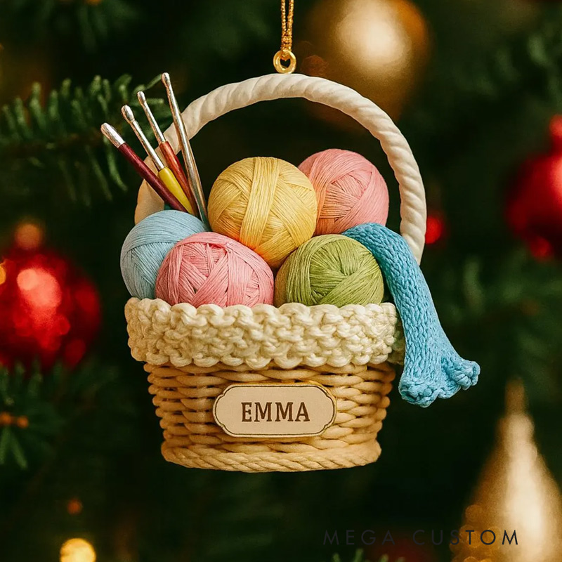 Personalized Knitting and Crochet Ornament Custom Name Crocheter Acrylic Ornament 2025 Christmas Tree Ornament for Crochet Lover