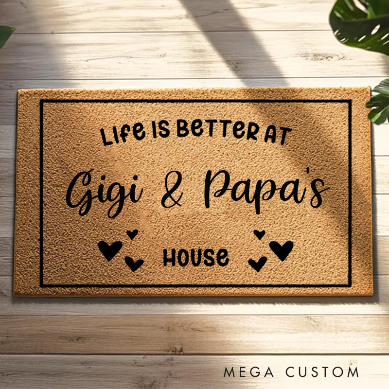Personalized Life Is Better at Our House Doormat Housewarming Gift Welcome Mat for New Home Indoor Outdoor Door Mat Family Home Decor Durable Design