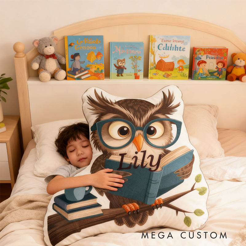 Personalized Bookish Owl Pillow Graphic 3D Print Gift for Reading Lovers