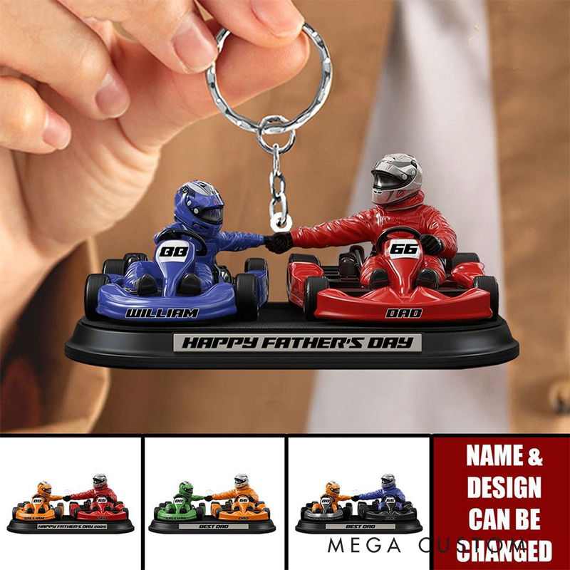 Personalized Kart Racing Personalized Keychain Custom Name Number and Color Gift for Dad and Car Lovers