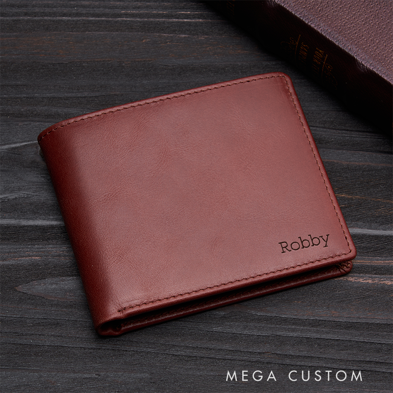 Personalized Leather Wallet Men's Wallet Custom Wallet for him Engraved Wallets with Name Minimalist Wallet Leather Gift For Him Gift for Husband Boyfriend Father