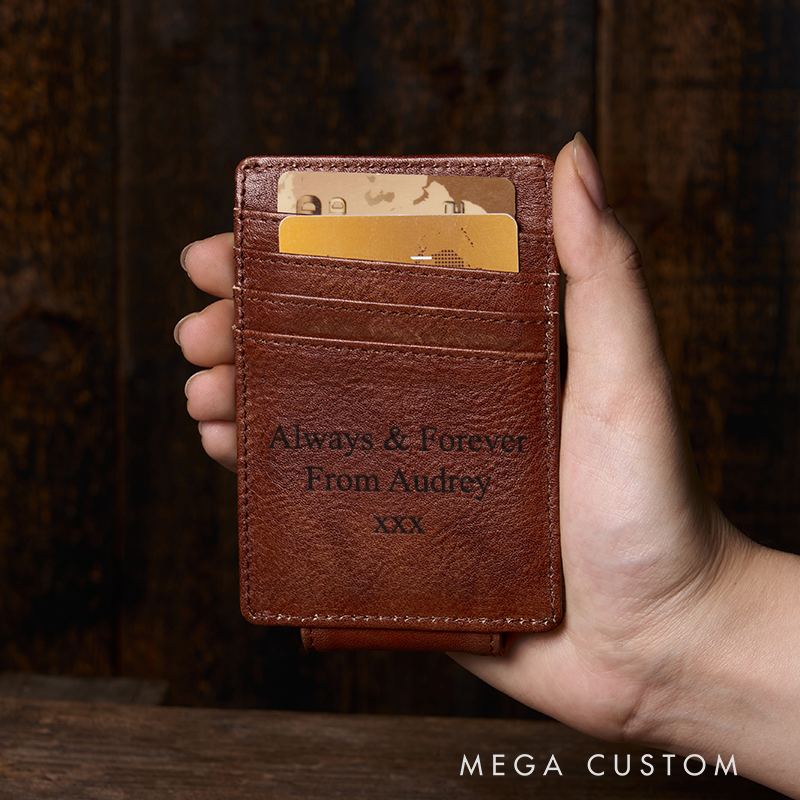 Personalized Leather Money Clip Wallet Custom Money Clip with Name Engraved Money Clip for Men Groomsmen Money Clip Wedding Gift
