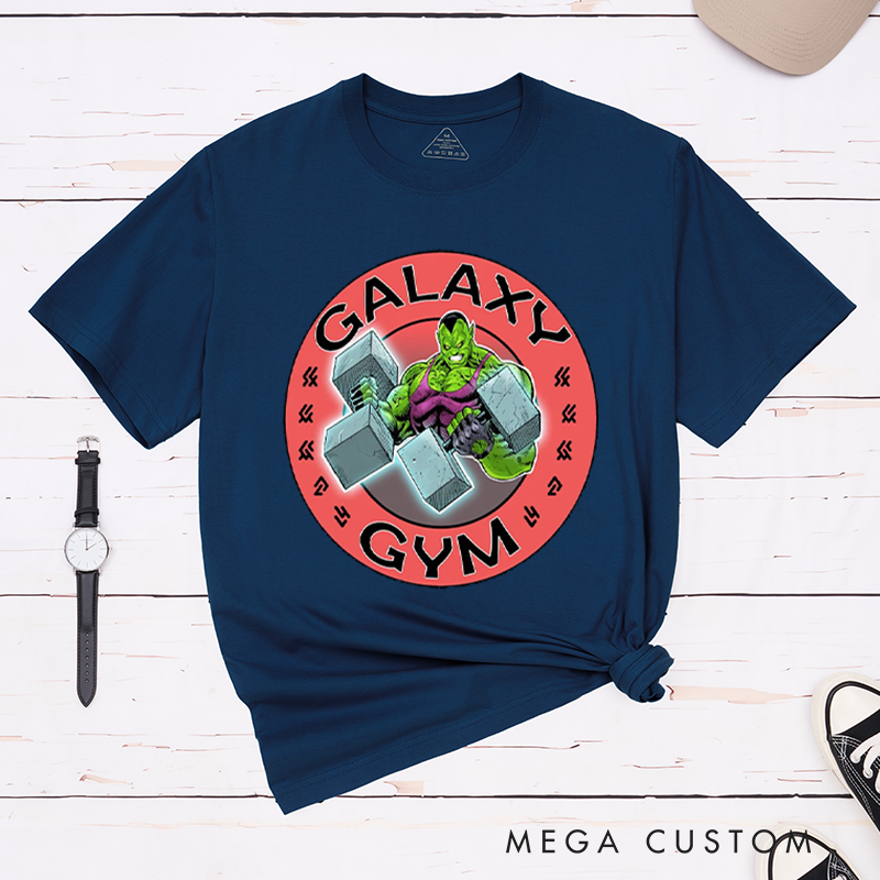 Personalized Cosmic Gym T-Shirt with a Unique Green Alien Character for Fitness Enthusiasts Bodybuilders and Gym Lovers
