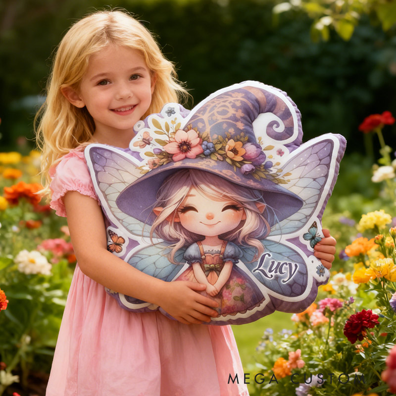 Personalized Purple Fairy Garden Pillow with Custom Name Graphic 3D Print Pillow for Gardening Lovers