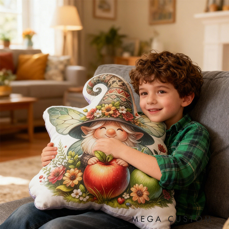 Personalized Green Garden Gnome Fairy Pillow with Custom Name Graphic 3D Print Pillow for Gardening Lovers