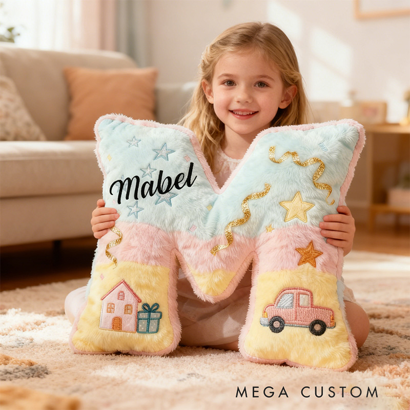 Personalized Letter Pillow Custom Pastel House And Car Design Home Decor Perfect Gift For Kids Bedrooms Graphic 3D Print New Home Gift