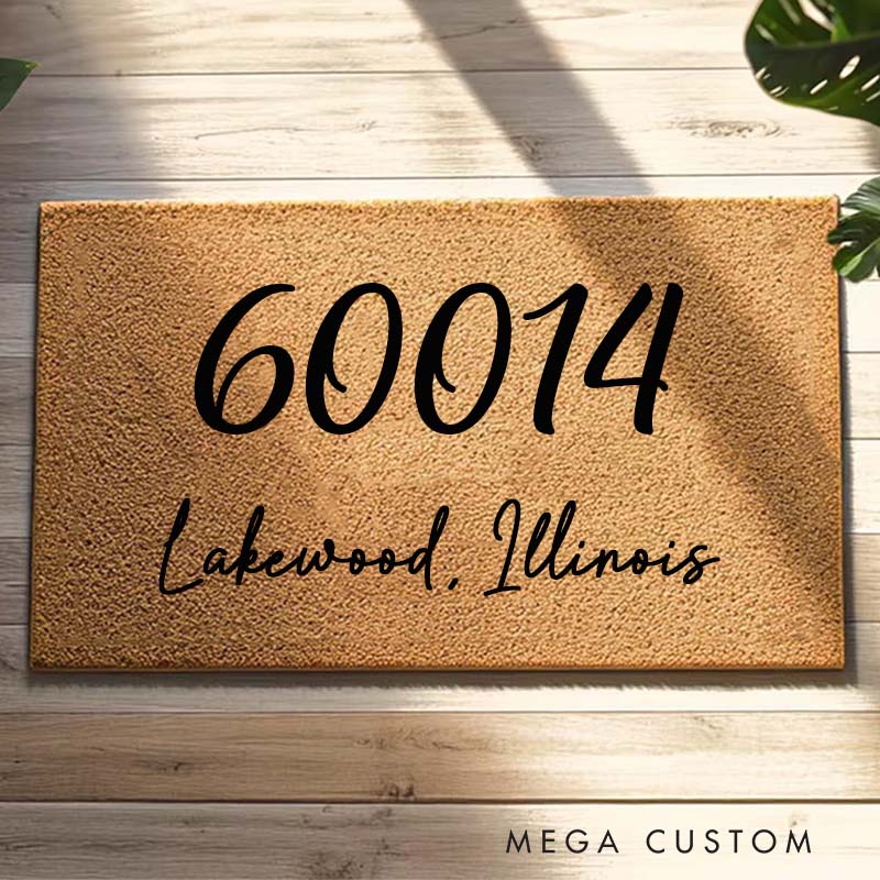 Personalized Lakewood Illinois Zip Code Custom Doormat Zip Code And City Welcome Mat Stylish Home Entryway Decor Perfect Gift For Housewarming