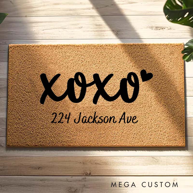 Personalized XOXO Doormat Custom Address Design Durable Coir Welcome Mat Stylish And Fun Home Entryway Decor Perfect Gift For Housewarming Or New Home