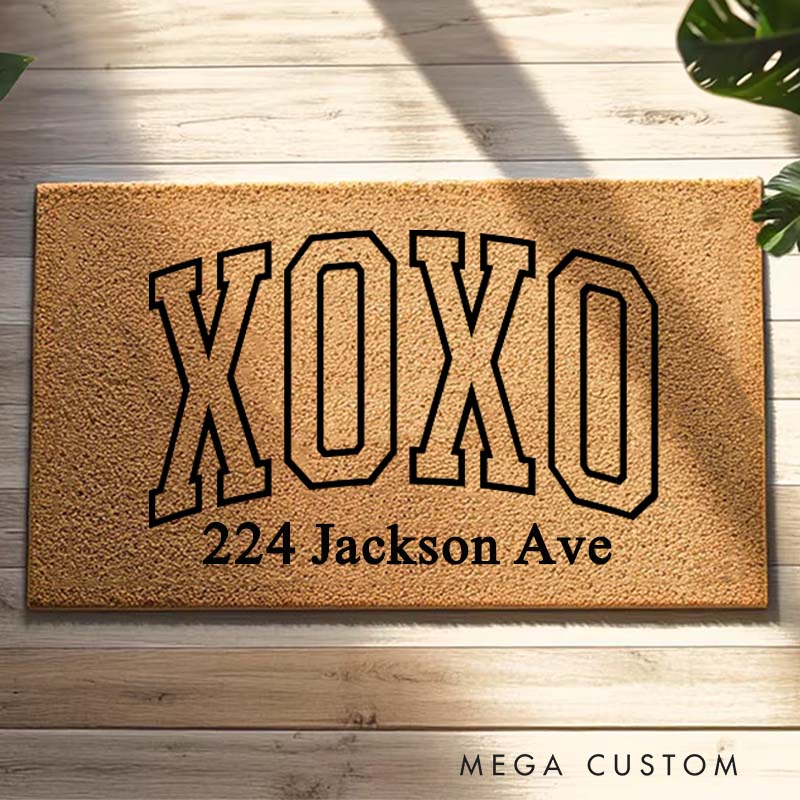 Personalized XOXO Doormat Custom Couple Address Design Welcome Mat Modern And Stylish Home Entryway Decor Perfect Gift For Housewarming